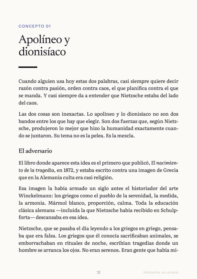 Página 12 de la guía: apertura del concepto Apolíneo y dionisíaco