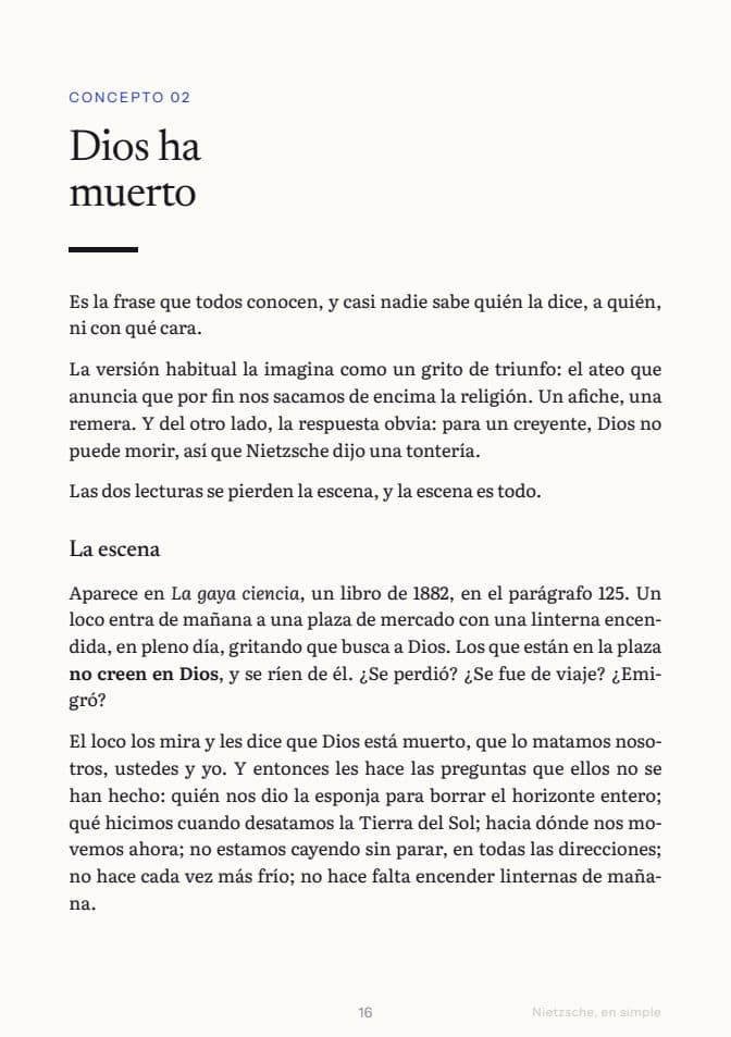 Página 16 de la guía: apertura del concepto Dios ha muerto